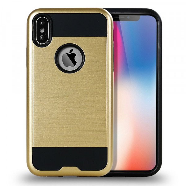 Wholesale iPhone X (Ten) Armor Hybrid Case (Gold)